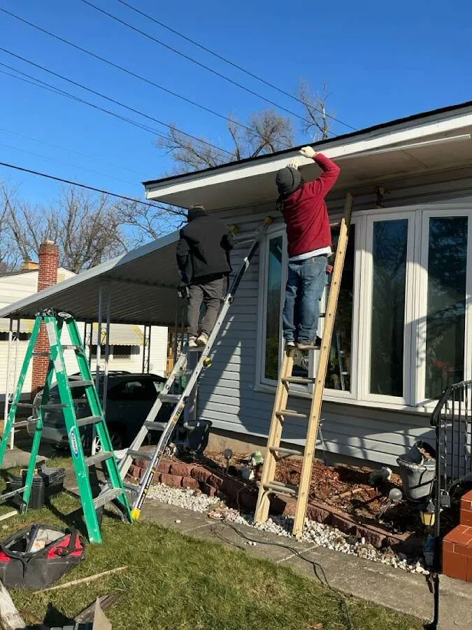Restoration crew performing exterior repair in Erlanger